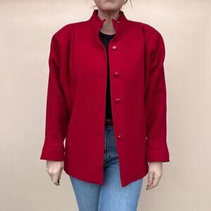 Vintage 1970's Wool Red Jacket, button up, Size 6 M